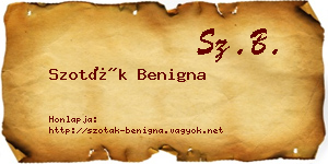 Szoták Benigna névjegykártya